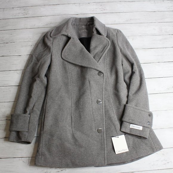 Calvin Klein Women's Wool Winter Dress Coat Size 6 S Gray Jacket - Picture 1 of 7